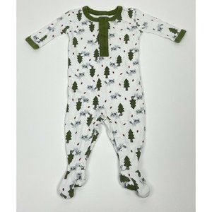 Gymboree Raccoon Forest One-Piece Sleeper Outfit 0-3 Months Vintage Green Rascal